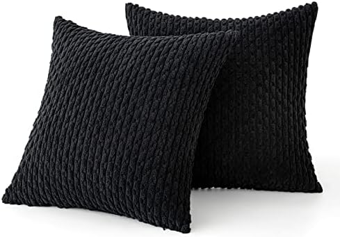 MIULEE Decorative Throw Pillow Covers 20x20 Black Textured Corduroy - Image 6