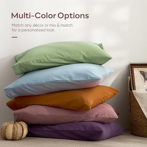 JELLYMONI 100% Washed Cotton Pillowcases, Envelope Closure 2-Pack - Image 7