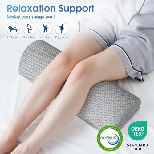 2 Pack Knee Pillow for Back Sleeping Memory Foam Half Moon Bolster Pillow - Image 3