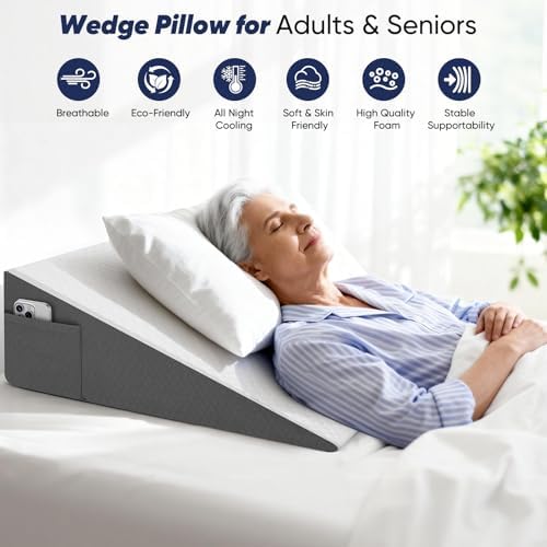 Bed Wedge Pillow for Sleeping & Resting, 8 inch Incline Pillow Wedge for Adults - Image 7