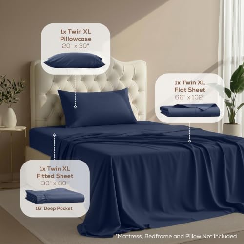 Twin XL Sheets Set, 3 Pieces 16" Deep Pocket Hotel Luxury Sheets - Image 2