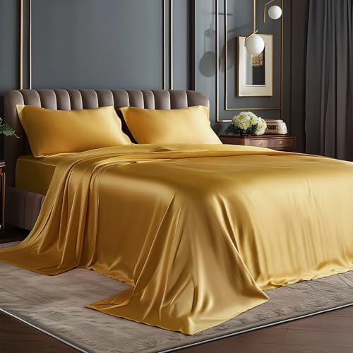 BEDELITE Satin Sheets Queen Size Bed Set, 4 Pieces by BEDELITE