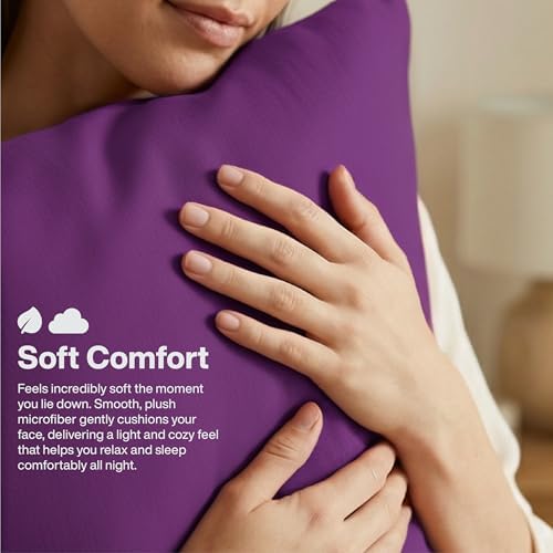 QUEENSBAY Standard Pillow Cases Set of 2, Microfiber Cooling Pillowcases - Image 6