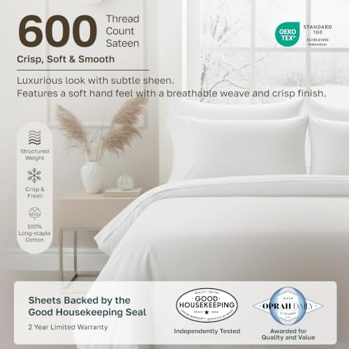 California Design Den Luxury 600 Thread Count Cal King Sheet Set, Brick Red - Image 2
