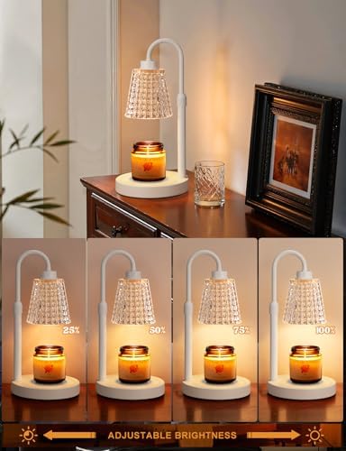 Innqoo White Crystal Candle Warmer Lamp with Timer, Dimmable Candle Warmer for Jar Candles, Height Adjustable Wax Melts Warmer, Birthday Gifts for Women Mom, House Warming Gifts New Home Decor - Image 2