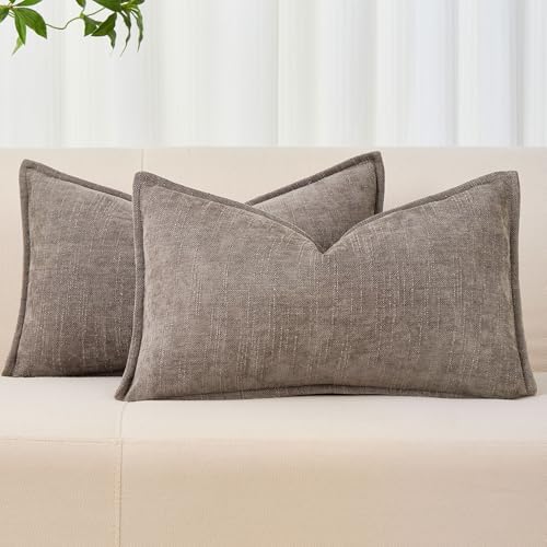 Allorry Throw Pillow Covers 12x20 Grey Chenille Solid Home DecorSY014A12 by Allorry