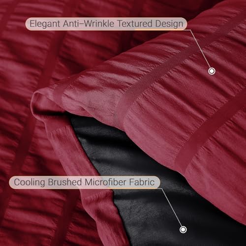MUXHOMO 7 Pieces Oversized Queen Comforter Set, Seersucker Bed in a Bag - Image 6