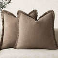 Foindtower Decorative Linen Fringe Throw Pillow Covers 24×24 Light Brown by Foindtower
