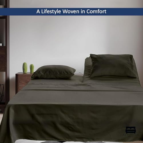 4 Piece Flex Head King Sheet Set 34" Top, 100% Egyptian Cotton, Dark Grey - Image 4