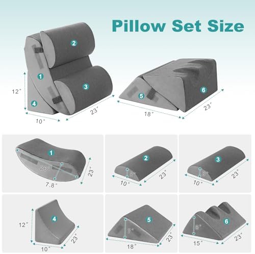 Hansleep Bed Wedge Pillow Set for After Surgery 6PCS, Post Surgery Pillow for - Image 2