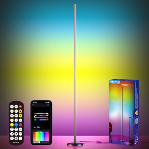 RGB LED Corner Floor Lamp, Music Sync, App Remote, Ambient Lighting by PILENTO