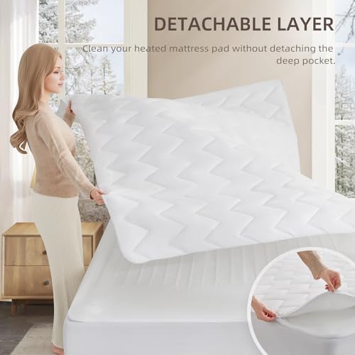 Bwarm Premium Multi-Zone Electric Heated Mattress Pad Twin Size, 9 Heat Settings - Image 6