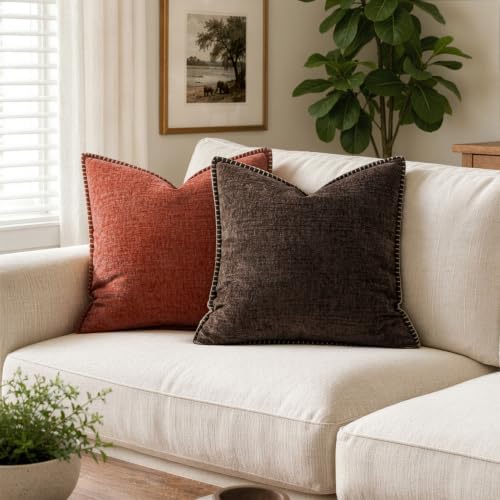 MIULEE Decorative Couch Throw Pillow Covers 20x20 Inch Dark Brown 2 Pack - Image 4