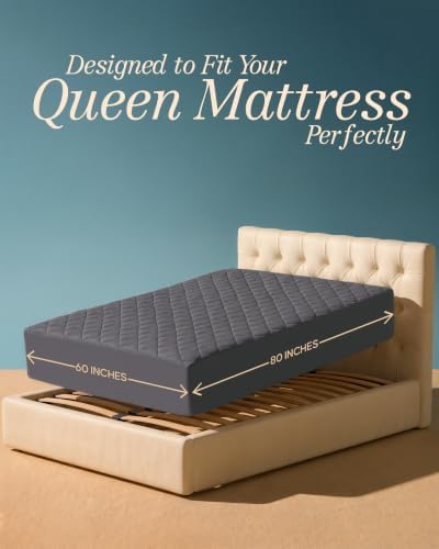 Queen Mattress Pad, Quilted Mattress Protector Topper fits 16" Deep Pocket - Image 2