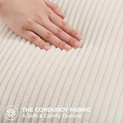 Mecatny Corduroy Fall Throw Pillow Covers 16x16 Set of 2 Cream White - Image 3