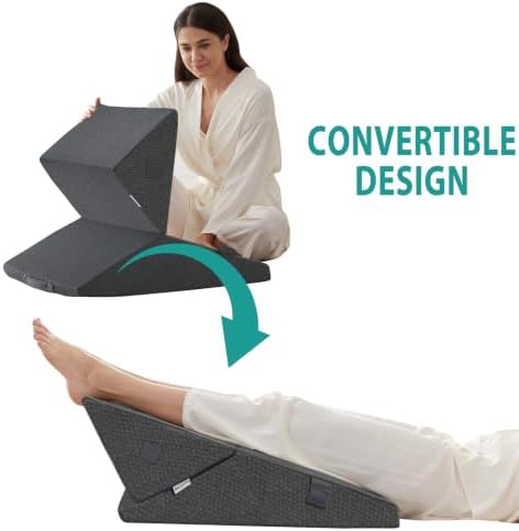 Bedluxe Wedge Pillow for Sleeping, Adjustable 9&12 Inch Foldable Bed Wedge - Image 3