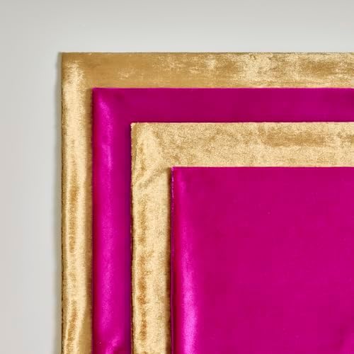 GIGIZAZA Pack of 4 Decorative Velvet Pillow Covers 16x16 Hot Pink Gold - Image 5