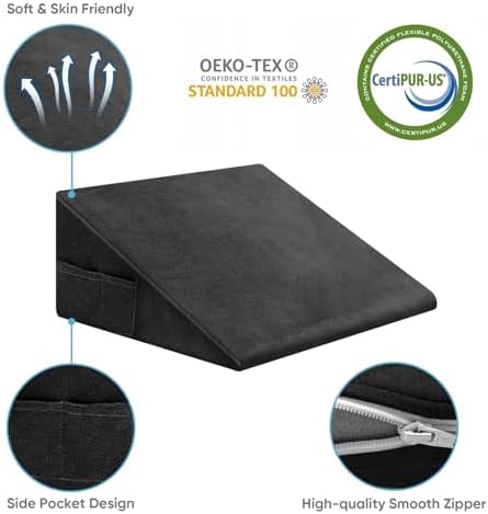 OAISZ Wedge Pillow for Sleep Apnea, 12-Inch Memory Foam Top - Image 5
