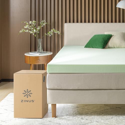ZINUS 4 Inch Green Tea Memory Foam Mattress Topper, Dorm Bedding, - Image 4