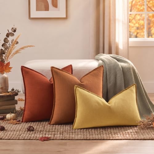 decorUhome Fall Light Rust Linen Throw Pillow Covers 18x18 Set of 2 - Image 7
