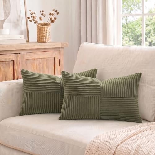 Fancy Homi 2 Packs Olive Green Lumbar Decorative Throw Pillow Covers 20x28 Inch - Image 7