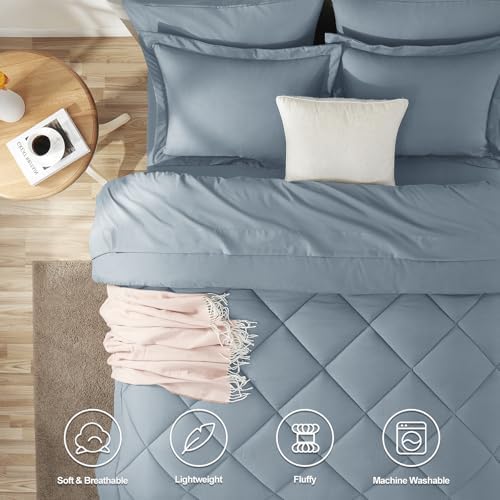 CozyLux Twin XL Comforter Set 68"x88" Dusty Blue - Image 2