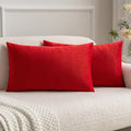 MIULEE 12x20 Inch Lumbar Velvet Throw Pillow Covers Bright Red by MIULEE
