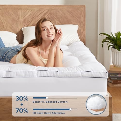 BEDLORE King Mattress Topper, Thick Pillow Top Bed Cover Soft Mattress Pad - Image 2
