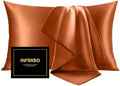 INFIIXSO Silk Pillow Cases Queen Size Set of 2, Hidden Zipper, Brunt Orange by INFIIXSO