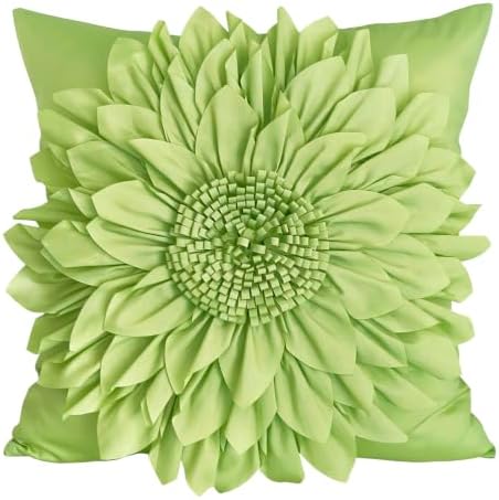 Sage Green Accent Flower Decorative Throw Pillow Covers by BellasGifts