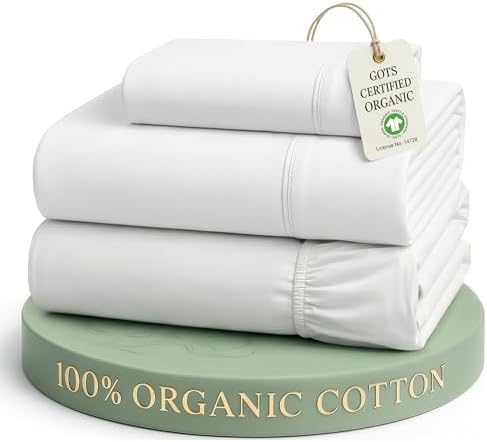 LANE LINEN Twin Sheets 100% Organic Cotton 3pc Percale Cooling Soft by LaneLinen