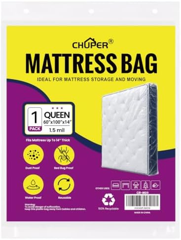 Queen Mattress Bags for Moving and Disposal – Waterproof Plastic Queen Mattress by Unknown
