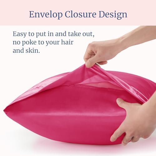 BEDELITE Satin Pillowcases, Queen Size 20x30 Inch, Hot Pink - Image 6