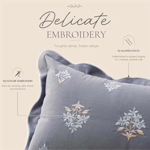 BlissBlush Throw Pillow Cover 20x20, Coastal Blue Blue Velvet Decorative Pillow - Image 2
