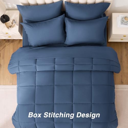 Love's cabin Twin Comforter Set Indigo Blue, 5 Pieces Twin Bed in a Bag - Image 6