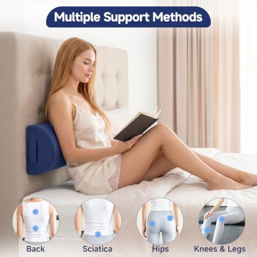 Knee Pillow for Back Sleeping, Cooling Cover Bolster Pillow for Legs, Memory - Image 3