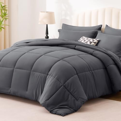 Love's cabin Full Comforter Set Soot Grey, 7 Pieces Full Bed in a Bag, All - Image 2