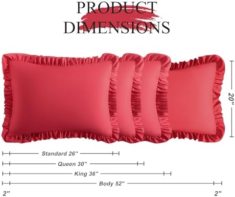 Ruffled Body Pillow Shams, 1 Pack, 20x54 Inches - Image 3