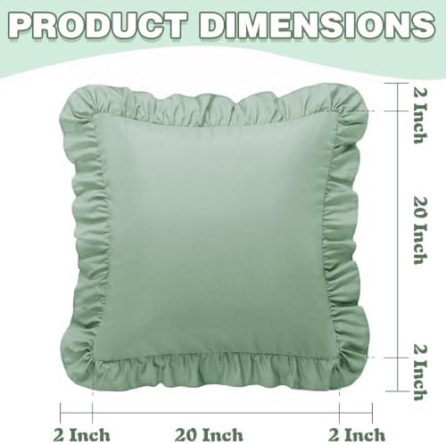 KKJIAF 2 Pack Ruffle Pillow Cases 20x20 Inches, Sage Green - Image 3