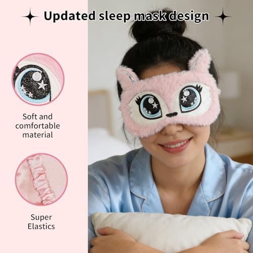 PERFECTSIGHT Sleep Eye Masks, Cute Plush Sleep Eye Cover Lightweight Adjustable - Image 5