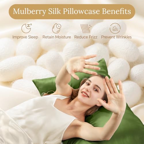 INFIIXSO Silk Pillow Cases 2 Pack, Hidden Zipper, Cedar Green - Image 2