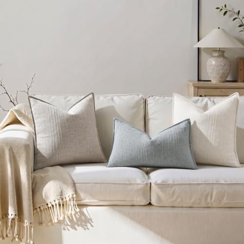 decorUhome Sky Blue Textured Linen Throw Pillow Covers 16x16 Set of 2 - Image 5