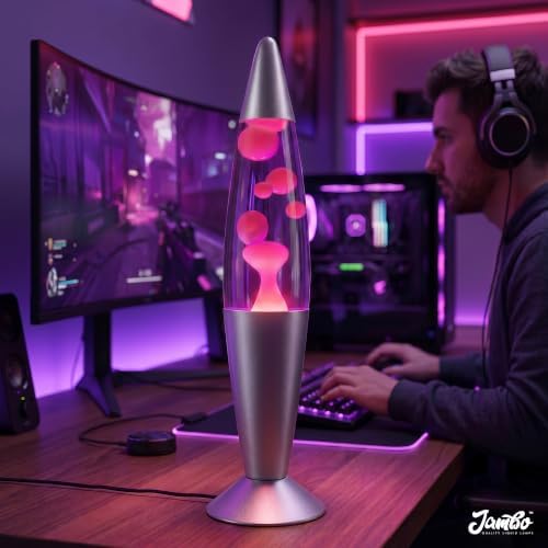 JAMBO 16" Beautiful Lamp- Purple with Pink Wax, Relaxing Liquid Light, Night Light Nightlight, Home Decor Living Room Office Bedroom Lamp for Adults Teens Kids, Magma Motion - Image 5