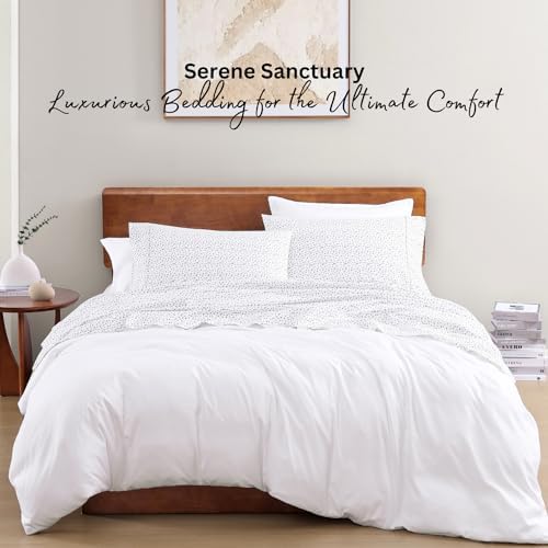 100% Organic Cotton White Full-Sheets Set, 4-Piece Long Staple Percale Weave - Image 7