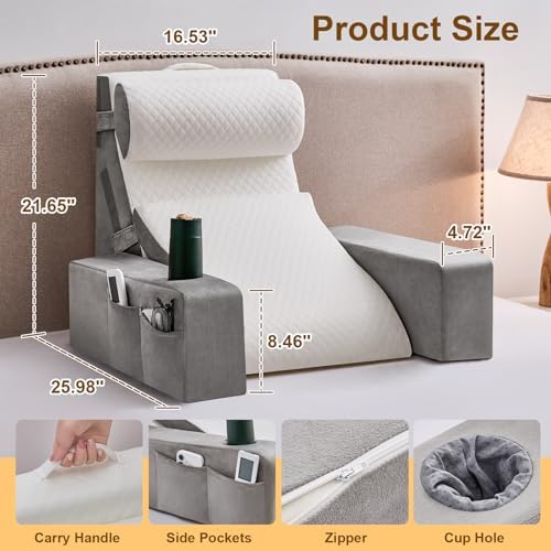 Yojoke Reading Pillow for Bed, Back Pillow for Bed Sitting up - Image 4