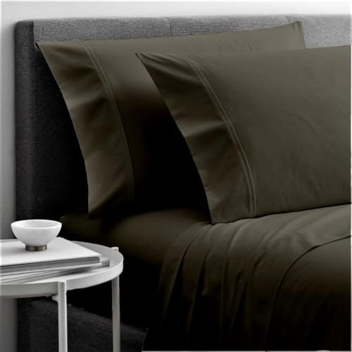 Cottingon 5 PC Split King Sheets Fits 16" Deep, Egyptian Cotton, Dark Grey - Image 2