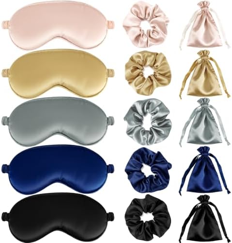 15PCS Satin Eye Mask, 5-Color Silk Sleep Masks Set, Silky Blindfold by Unknown