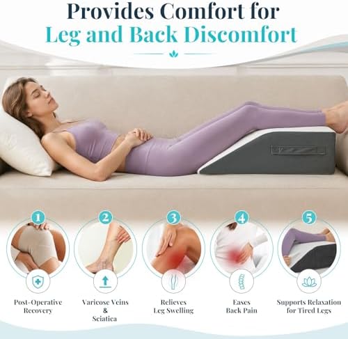 Yojoker Leg Elevation Pillow Blood Circulation, Memory Foam Wedge Pillow - Image 4