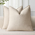 decorUhome Fall Beige Linen Throw Pillow Covers 18x18 Set of 2 by decorUhome