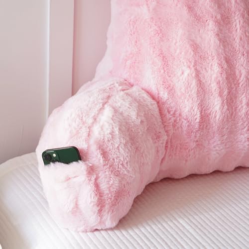 Faux Fur Reading Pillow for Sitting in Bed, Large Backrest Bed Pillow - Image 6
